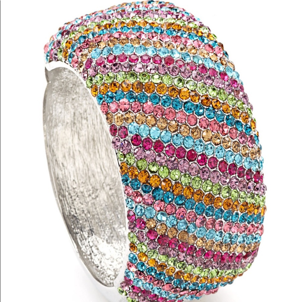 MEGHAN FABULOUS Bethany Bangle Rainbow Rhinestone Bracelet